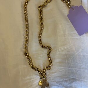 Gold Chain Necklace with Cross Pendant